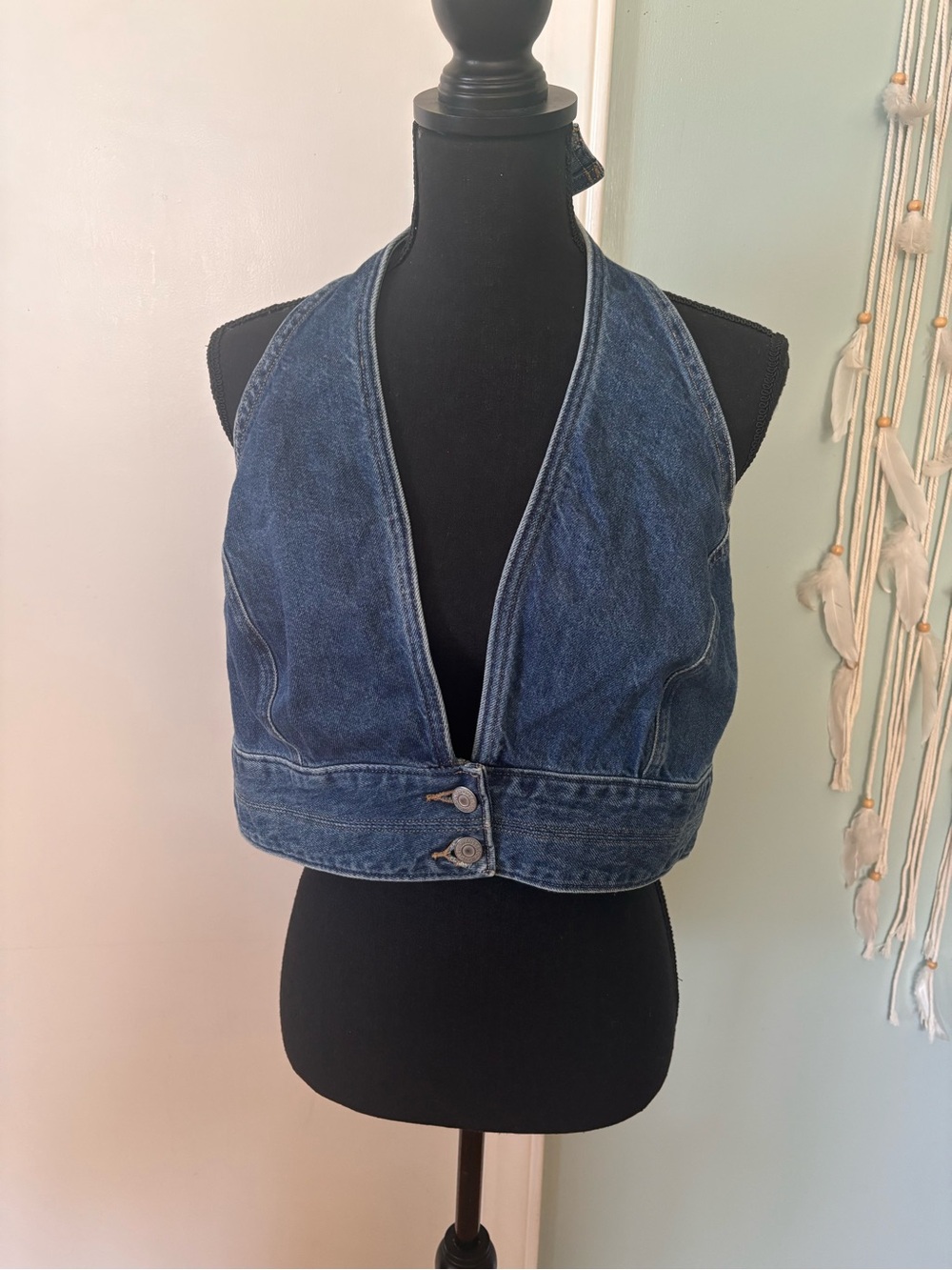 Vintage Levi’s Denim Halter Crop Top XL